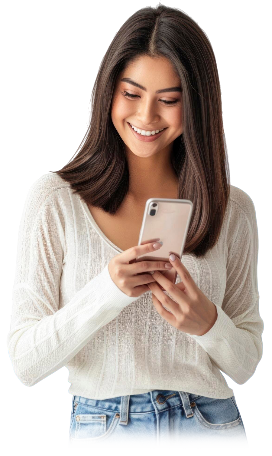 Woman smiling with a cell phone